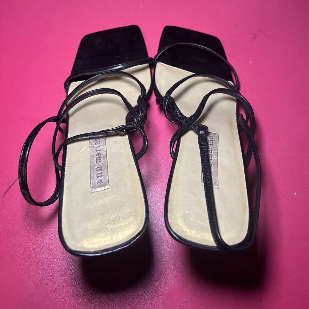 Ann Marino Black Kitten Heel Sandals Womens 9.5